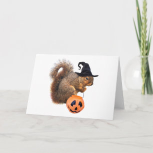 Trick of Trein Squirrel Halloween Card Kaart