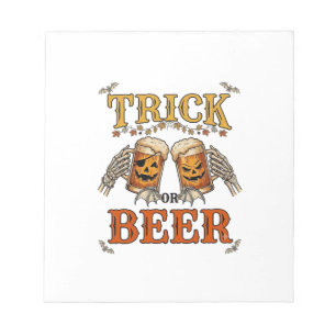 Trick Or Beer Halloween Pompoen Mok Skelet Handen Notitieblok
