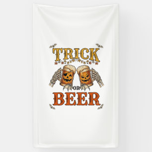 Trick Or Beer Halloween Pompoen Mok Skelet Handen Spandoek