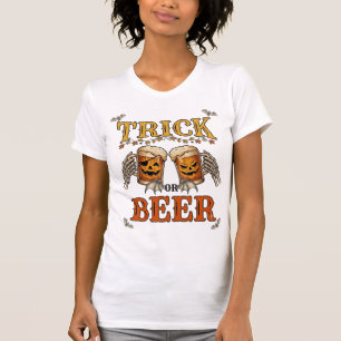 Trick Or Beer Halloween Pompoen Mok Skelet Handen T-shirt