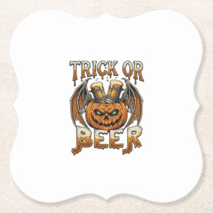 Trick Or Beer Halloween Pompoen Skelet Wings Mok Kartonnen Onderzetters