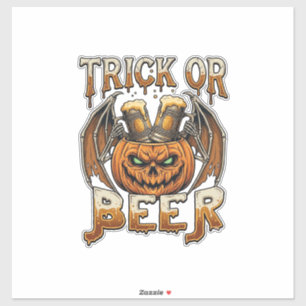 Trick Or Beer Halloween Pompoen Skelet Wings Mok Sticker