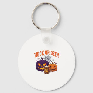 Trick Or Beer Halloween Pompoenen Mok Spinnenweb_1 Sleutelhanger