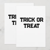 Trick or. Behandel Halloween spookachtige zwarte e Kaart (Voorkant / Achterkant)