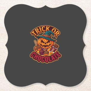 Trick Or Chocolade Halloween Pompoen Heksenhoed Ka Kartonnen Onderzetters