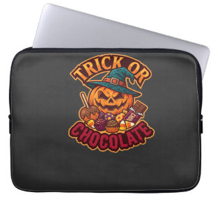 Trick Or Chocolade Halloween Pompoen Heksenhoed Ka Laptop Sleeve