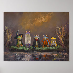 Trick or Croak handgeschilderde halloween Poster