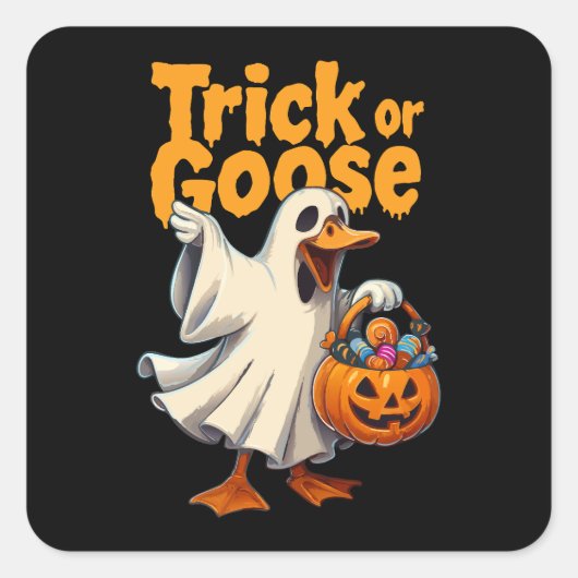Trick or Goose Halloween Goose Vierkante Sticker (Voorkant)