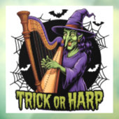 Trick or harp Spooky Witch spelen harp Halloween Raamsticker (Vel 3)