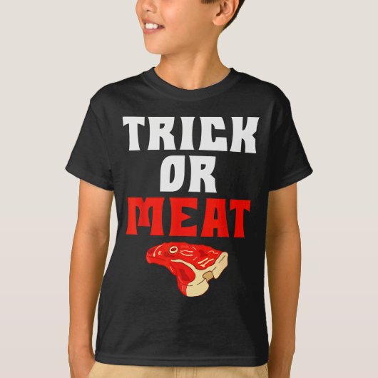 Trick Or Meat Halloween Bbq Grill Funny Beef T-shirt (Voorkant)