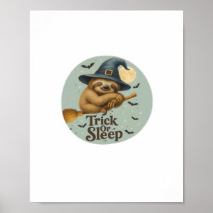 Trick or Slapen – Schattige Heks Luiaard Halloween Poster
