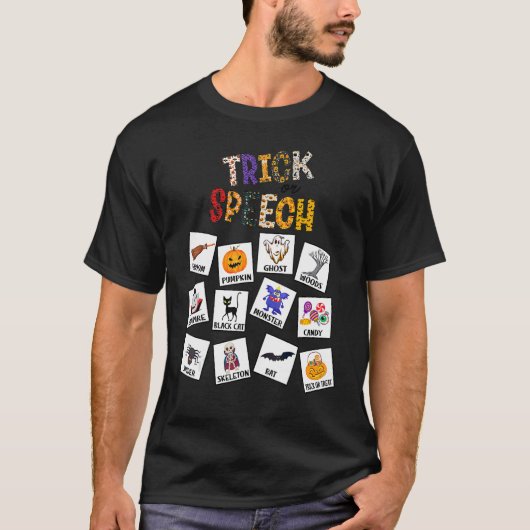 Trick or Speech Halloween AAC SLP Squad Speech Lan T-shirt (Voorkant)