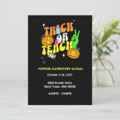 Trick or Teach bewerkbare pompoen uitnodiging (Staand voorkant)