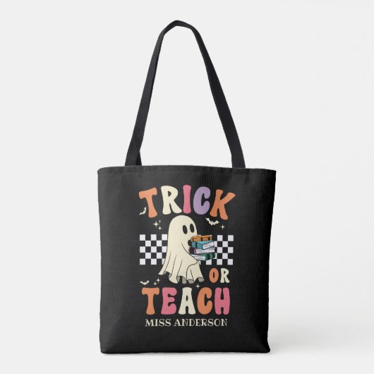Trick or Teach Funny Halloween Teacher Draagtas (Achterkant)