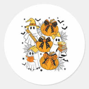 Trick or Teach Ghost Teacher Halloween Retro Flora Ronde Sticker