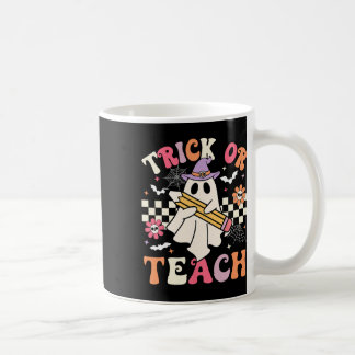 Trick Or Teach Groovy Leraar Halloween Retro Bloem Koffiemok