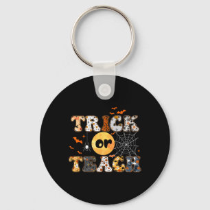 Trick or Teach Groovy Teacher Halloween Retro Floo Sleutelhanger