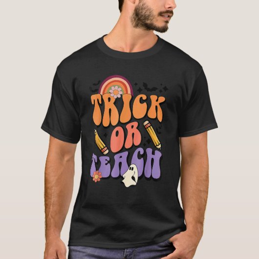 Trick Or Teach Retro Fall Halloween Costumes Teach T-shirt (Voorkant)