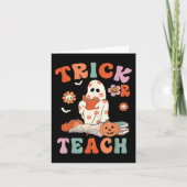 Trick Or Teach Retro Groovy Bloemrijke Geest Docen Kaart (Voorkant)