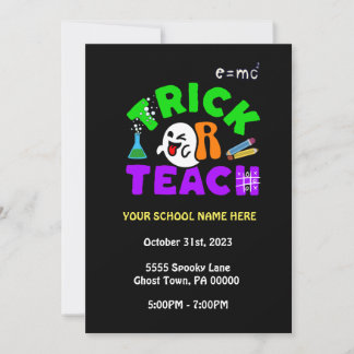 Trick or Teach School Spook Invitatie Kaart