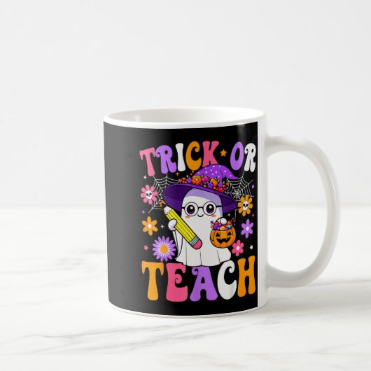 Trick Or Teach Teacher Ghost Teaching Fun Hallowee Koffiemok (Rechts)