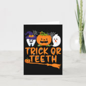 Trick Or Teeth Funny Dentist Halloween Dental Squa Kaart (Voorkant)