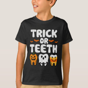 Trick or Teeth Halloween Grappige Tandheelkundige T-shirt