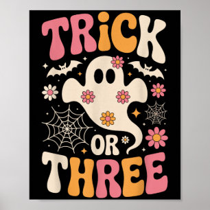 Trick Or Three 3 Jaar Verjaardag Groovy Geest H Poster