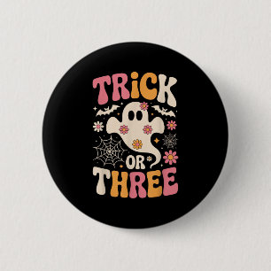 Trick Or Three 3 Jaar Verjaardag Groovy Geest H Ronde Button 5,7 Cm