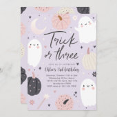 Trick or Three Boho Halloween Ghost 3e verjaardag Kaart (Voorkant / Achterkant)