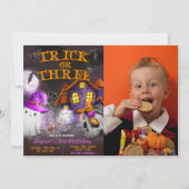 Trick or Three - Griezelenge 3e verjaardagsuitnodi Kaart (Voorkant)