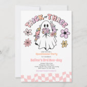 Trick or Three Halloween Floral Ghost 3e verjaarda Kaart (Voorkant)