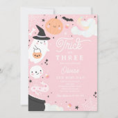 Trick or Three Halloween Ghost 3e verjaardagsfeest Kaart (Voorkant)