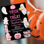 Trick or Three Halloween Ghost 3e verjaardagsfeest Kaart