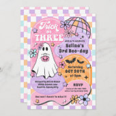 Trick or Three Halloween Groovy Ghost 3e verjaarda Kaart (Voorkant / Achterkant)
