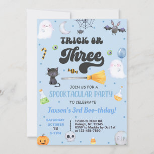 Trick or Three Halloween jongen 3e verjaardag uitn Kaart