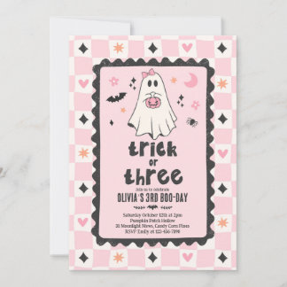 Trick Or Three Halloween Meisje Geest 3de Verjaard Kaart