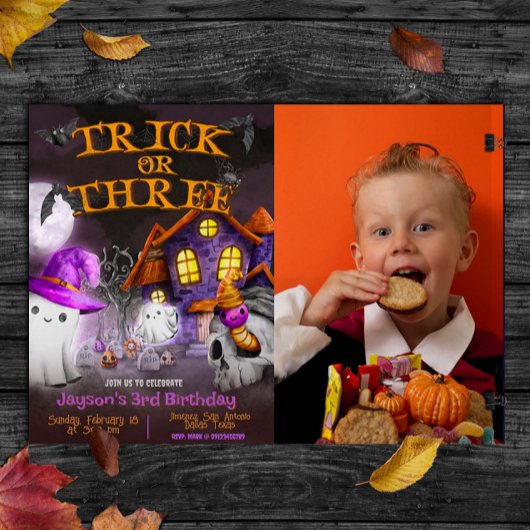 Trick or Three - Invitation d'anniversaire effraya