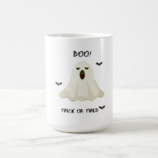 Trick or Tired – Mug de café drôle de fantôme d'Ha