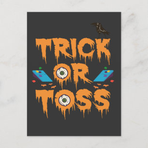 Trick or Toss Grappig Griezelig Halloween Cornhole Briefkaart