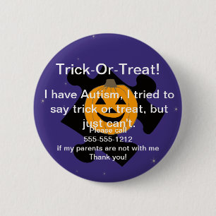 trick or treat Autism Button