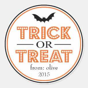 trick or treat Bat Favor Sticker (zwart/Oranje)