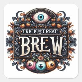 Trick or Treat-biersticker Vierkante Sticker