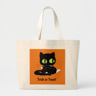 Trick or treat Black Cat Canvas Tas