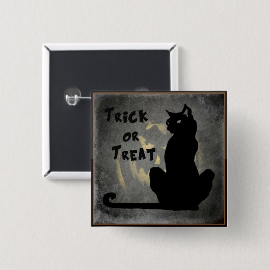 Trick or treat Black Cat - Jack o' Lantern Button (Voorkant /achterkant)