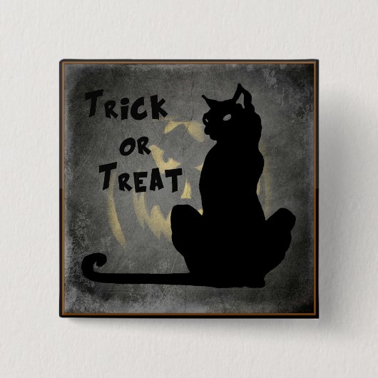 Trick or treat Black Cat - Jack o' Lantern Button (Voorkant)