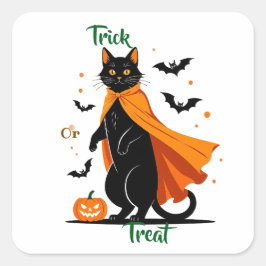 Trick or treat Black Cat Vierkante Sticker