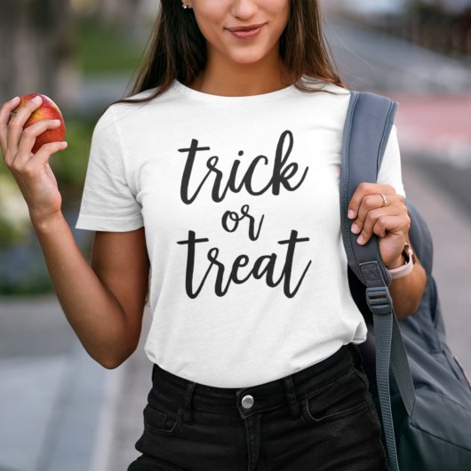 Trick or treat Black Modern Script Halloween Tri-Blend Shirt