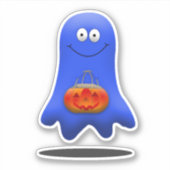 Trick or treat Blue Ghost Halloween Sticker (Voorkant)