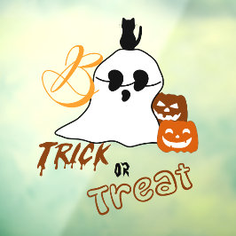 Trick or treat Boo met Rugkat en Pompoen Raamsticker